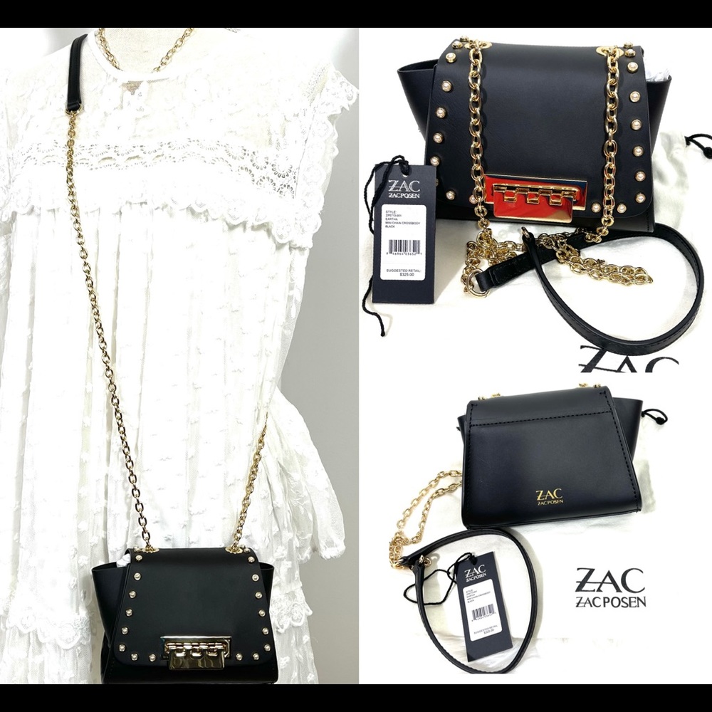🍒ZAC ZAC POSEN Black Leather women’s Mini CrossBody Bag